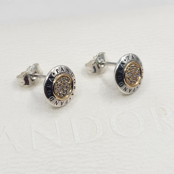 Authentic Pandora Earrings With 14k Gold - Picture 3 of 4